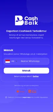 Tampilan Login aplikasi CashBaik