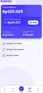 Halaman Komisi CashBaik